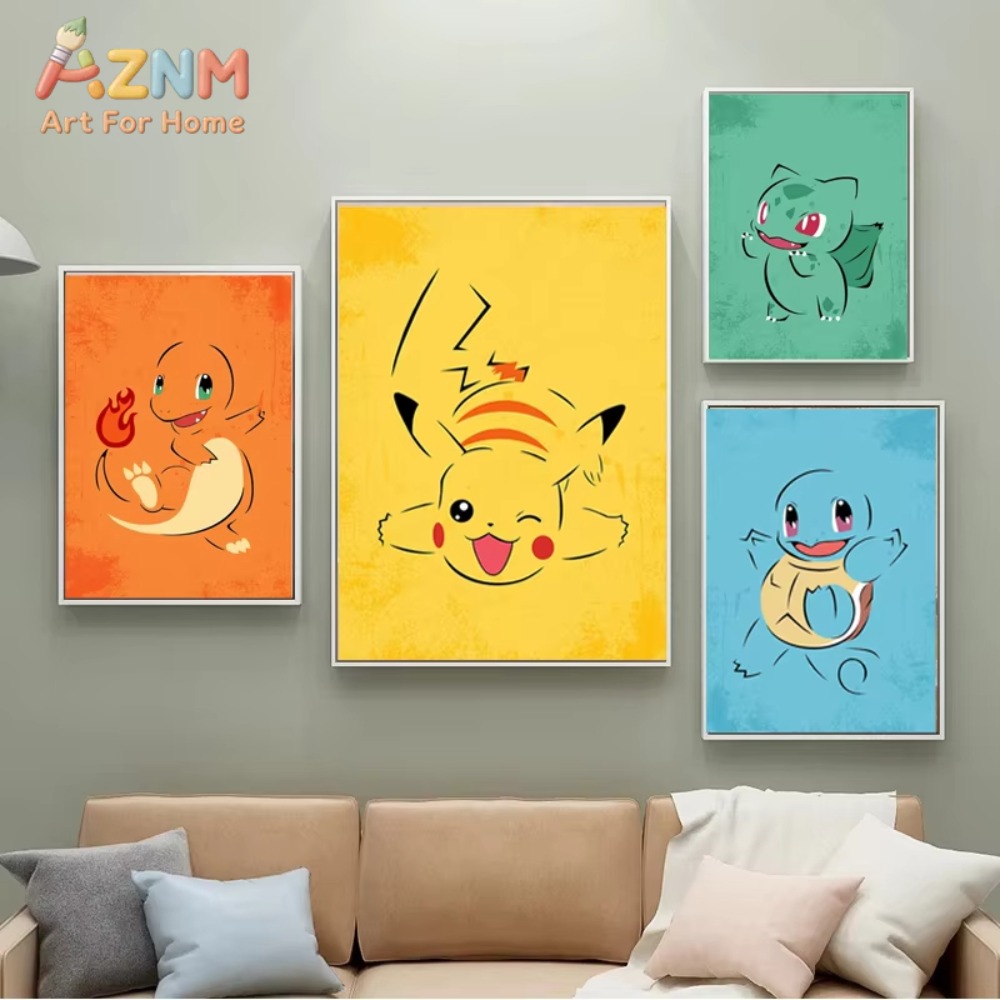 Background Resin Art - Póster minimalista de Pokémon Anime Pikachu