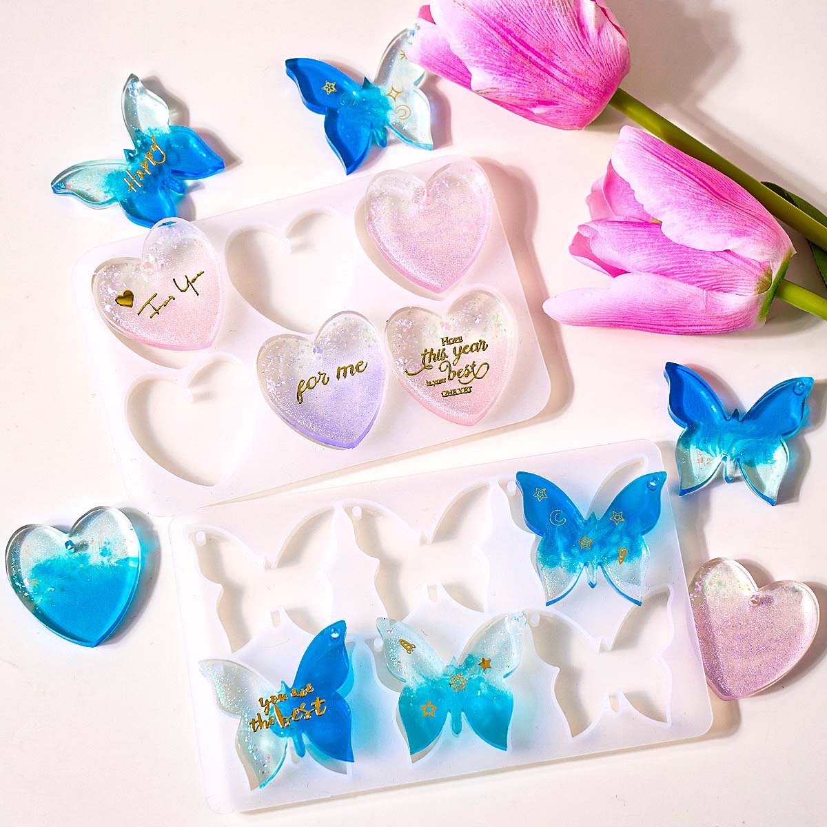 Resin Art Letters - Molde de silicona de seis cavidades