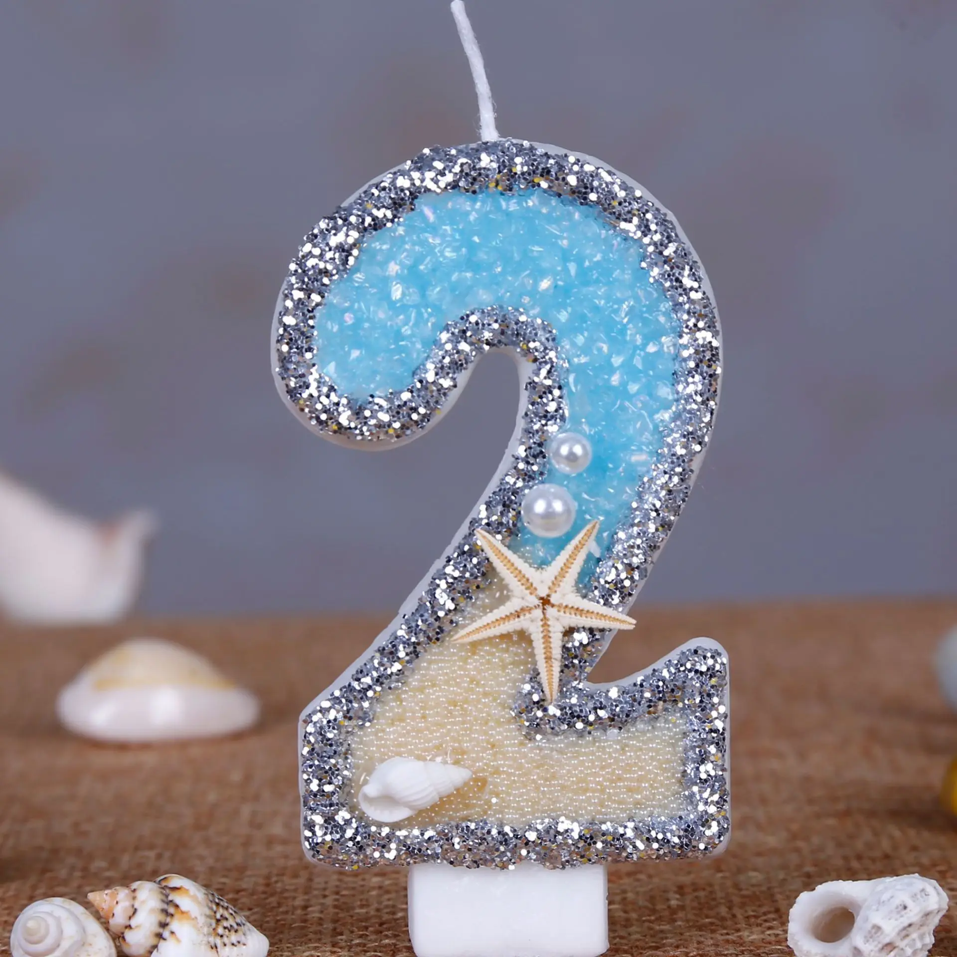 Velas con purpurina con número - Resin Art Beach Theme reseña y precio