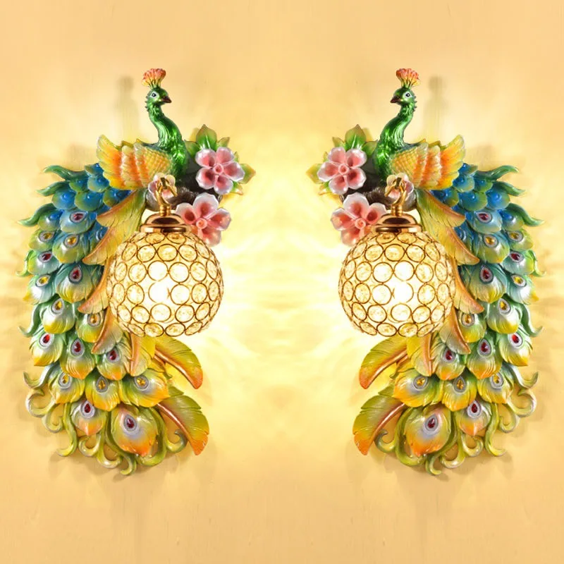 Lámparas de pared de pavo real - Background Resin Art reseña y precio
